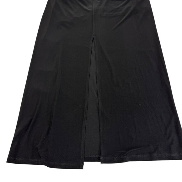 Chaps Black Maxi Dress 16 Lace Overlay Nude Illusion Cascading Cocktail Evening - Picture 4 of 8